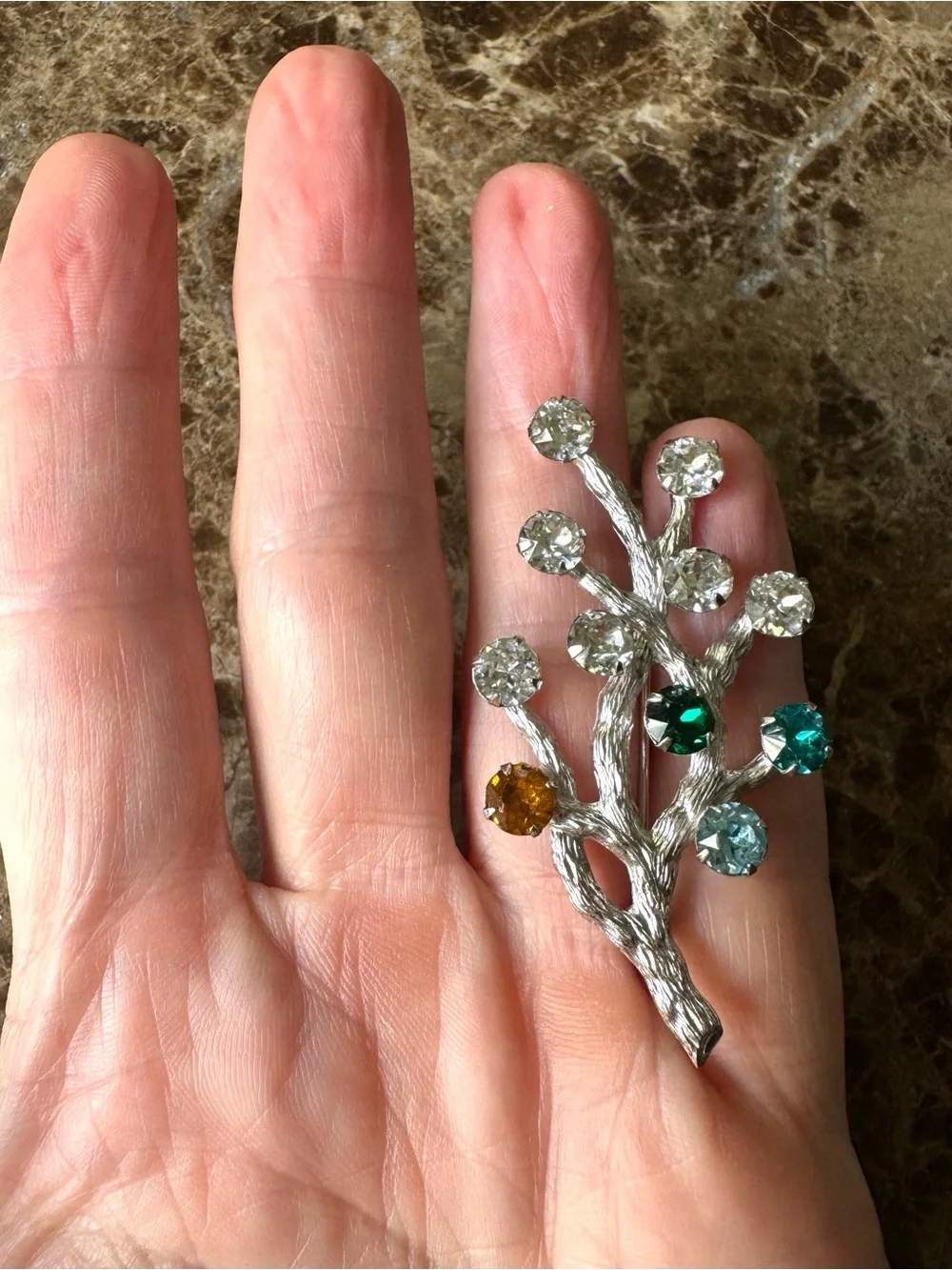 Vintage Van Dell Sterling Silver Family Tree Mother’s Birthstone Brooch Pin 2”